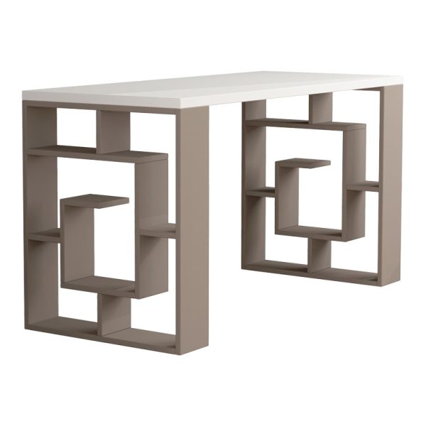 119 001242 Working Table Labirent pakoworld in white-mocha 140x60x75cmOffice furniture > Professional desk