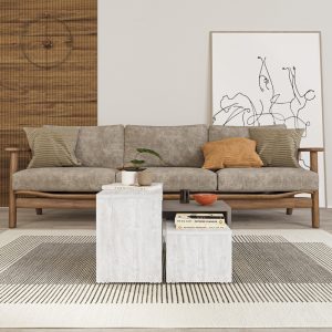 119 001244 2 Kantar pakoworld coffee tables set of 3 in antique white - mocha color 65x30x39cmIndoor furniture > Dining Tables