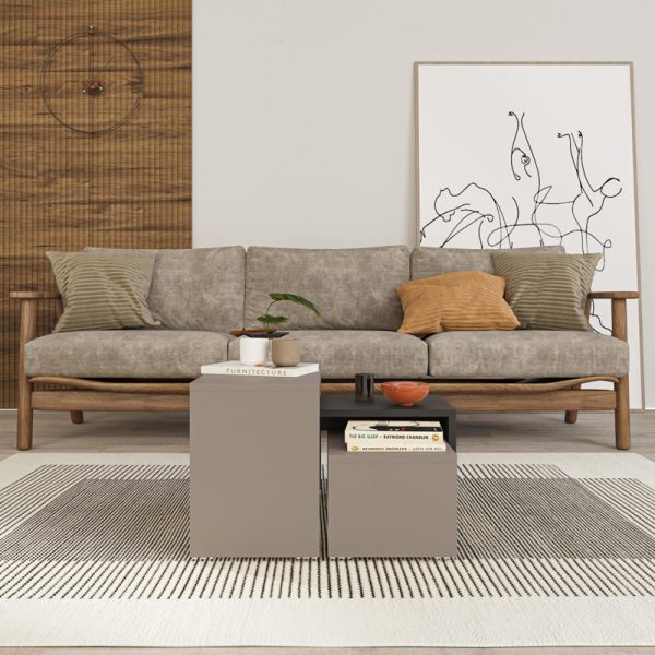 119 001245 2 Kantar pakoworld coffee tables set of 3 in anthracite - mocha color 65x30x39cmIndoor furniture > Dining Tables