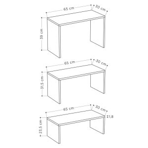 119 001245 4 Kantar pakoworld coffee tables set of 3 in anthracite - mocha color 65x30x39cmIndoor furniture > Dining Tables
