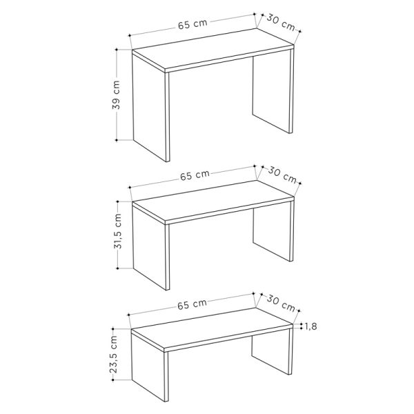 119 001245 4 Kantar pakoworld coffee tables set of 3 in anthracite - mocha color 65x30x39cmIndoor furniture > Dining Tables
