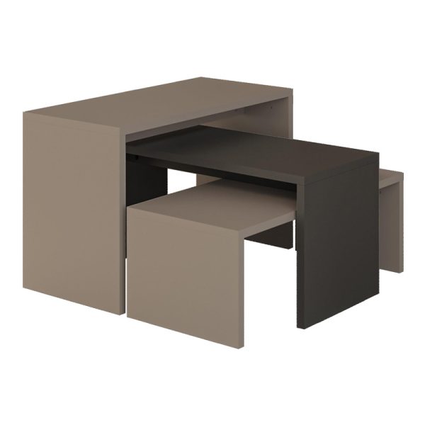 119 001245 Kantar pakoworld coffee tables set of 3 in anthracite - mocha color 65x30x39cmIndoor furniture > Dining Tables