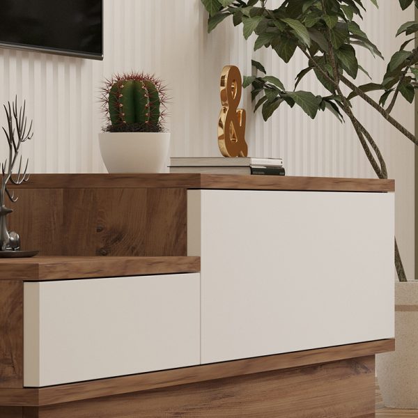 120 000533 3 Eclipse pakoworld TV cabinet in cream-oak shade 160x35x35cmIndoor furniture > TV stands