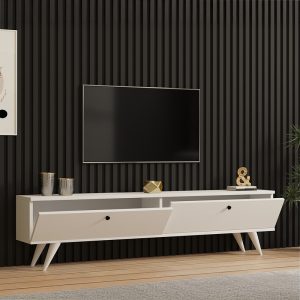 120 000547 2 Jate pakoworld TV cabinet in white 160x25x40cmIndoor furniture > TV stands