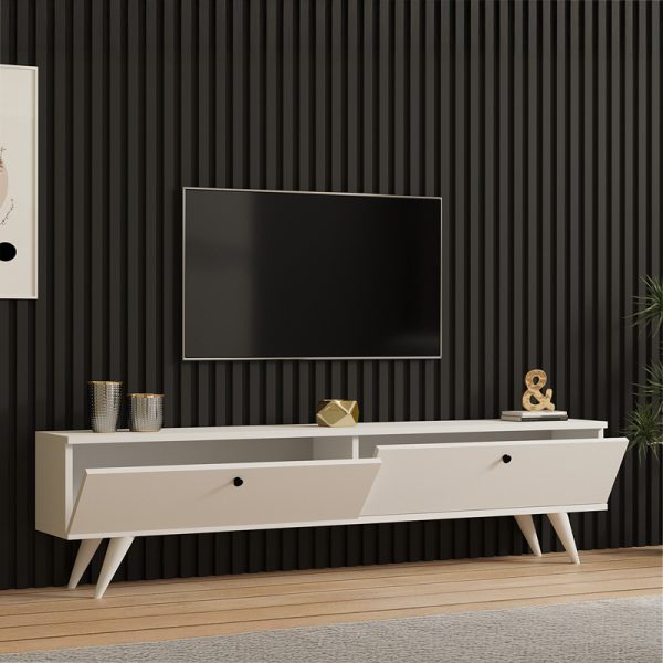120 000547 2 Jate pakoworld TV cabinet in white 160x25x40cmIndoor furniture > TV stands
