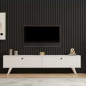 120 000547 3 Jate pakoworld TV cabinet in white 160x25x40cmIndoor furniture > TV stands