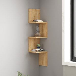 120 000561 Corner wall shelf Insta pakoworld in oak 25x25x105.5cmIndoor furniture > Wall shelves