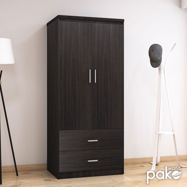 123 000044 2 Wardrobe Olympus pakoworld with 2 doors and drawers in wenge colour 81x57x183Indoor furniture > Wardrobes