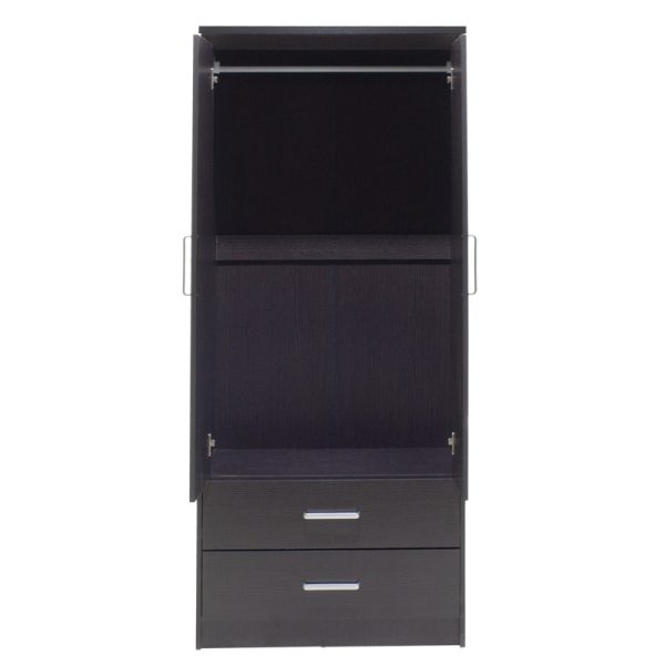 123 000044 3 Wardrobe Olympus pakoworld with 2 doors and drawers in wenge colour 81x57x183Indoor furniture > Wardrobes