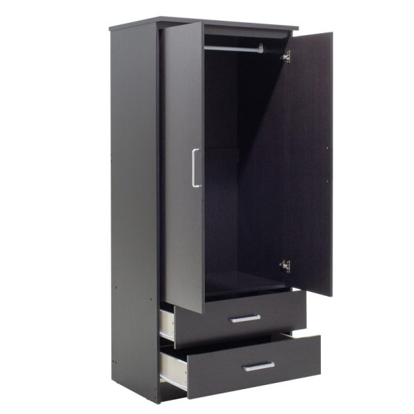 123 000044 4 Wardrobe Olympus pakoworld with 2 doors and drawers in wenge colour 81x57x183Indoor furniture > Wardrobes