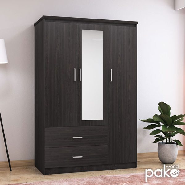 123 000045 2 Wardrobe Olympus pakoworld with 3 doors and drawers+mirror in wenge colour 120x57x183Indoor furniture > Wardrobes