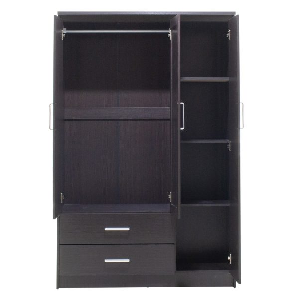 123 000045 3 Wardrobe Olympus pakoworld with 3 doors and drawers+mirror in wenge colour 120x57x183Indoor furniture > Wardrobes