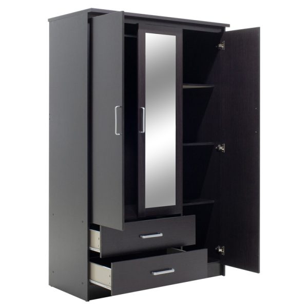123 000045 4 Wardrobe Olympus pakoworld with 3 doors and drawers+mirror in wenge colour 120x57x183Indoor furniture > Wardrobes