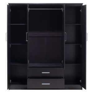 123 000046 3 Wardrobe Olympus pakoworld with 4 doors and drawers in wenge colour 159x57x183Indoor furniture > Wardrobes
