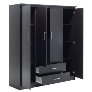 123 000046 4 Wardrobe Olympus pakoworld with 4 doors and drawers in wenge colour 159x57x183Indoor furniture > Wardrobes