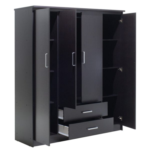 123 000046 4 Wardrobe Olympus pakoworld with 4 doors and drawers in wenge colour 159x57x183Indoor furniture > Wardrobes