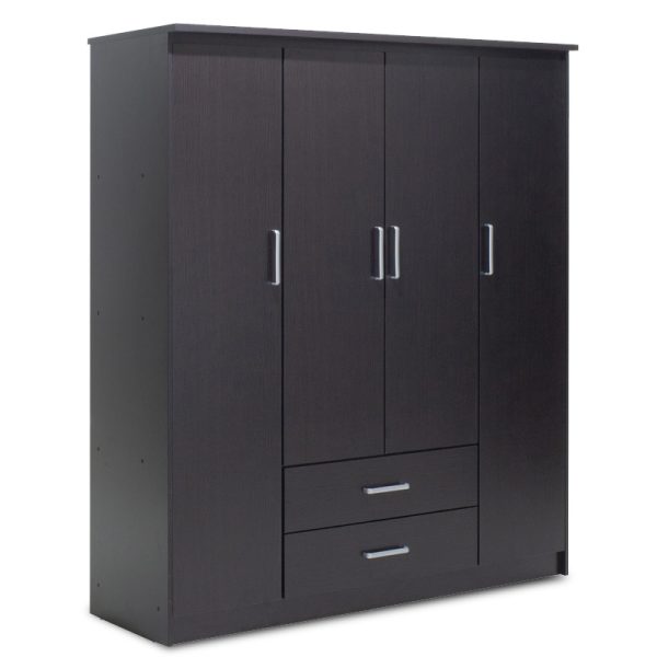123 000046 Wardrobe Olympus pakoworld with 4 doors and drawers in wenge colour 159x57x183Indoor furniture > Wardrobes