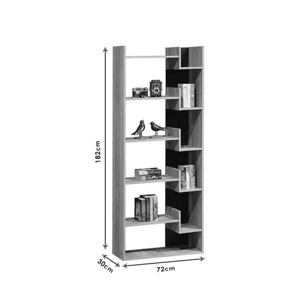 123 000153 2 Bookcase Naya pakoworld natural-anthracite 72x30x182.5cmIndoor furniture > Bookshelves