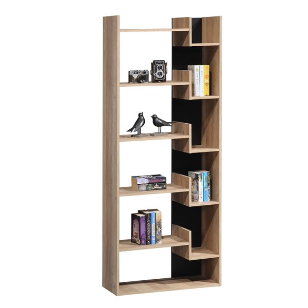 123 000153 Bookcase Naya pakoworld natural-anthracite 72x30x182.5cmIndoor furniture > Bookshelves