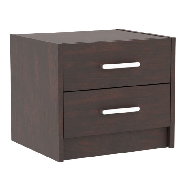 123 000184 Nightstand Olympus pakoworld with 2 drawers in walnut colour 47.5x40.5x40.5Indoor furniture > Bedside tables