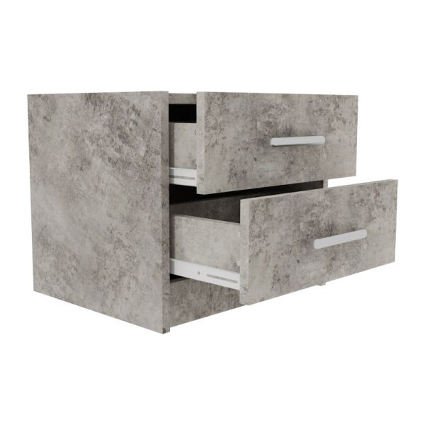 123 000192 2 Nightstand Olympus pakoworld with 2 drawers in antique anthracite colour 47.5x40.5x40.5Indoor furniture > Bedside tables