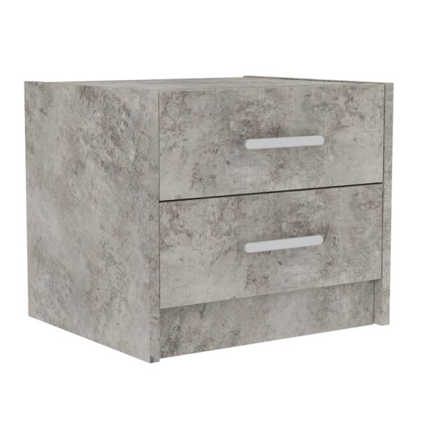 123 000192 Nightstand Olympus pakoworld with 2 drawers in antique anthracite colour 47.5x40.5x40.5Indoor furniture > Bedside tables