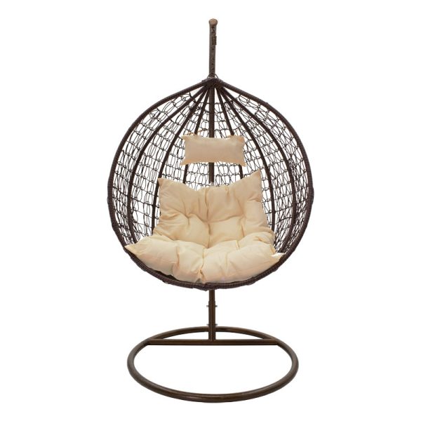 135 000005 2 Swing Zafer pakoworld metal-pp brown-beige cushionOutdoor furniture > Gardens swings