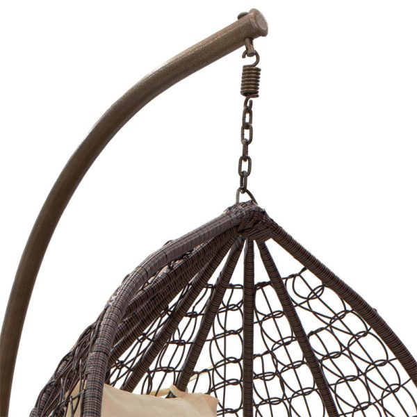135 000005 3 Swing Zafer pakoworld metal-pp brown-beige cushionOutdoor furniture > Gardens swings