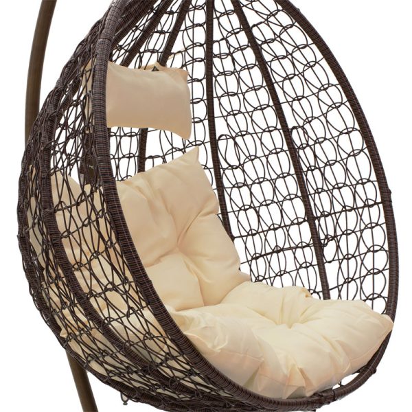 135 000005 4 Swing Zafer pakoworld metal-pp brown-beige cushionOutdoor furniture > Gardens swings