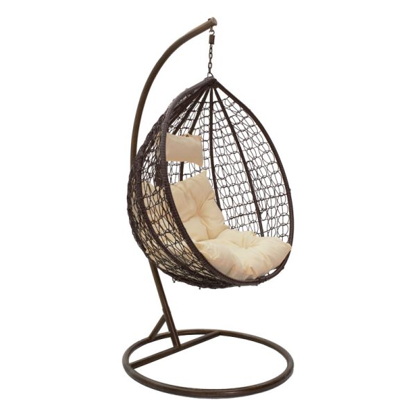 135 000005 Swing Zafer pakoworld metal-pp brown-beige cushionOutdoor furniture > Gardens swings