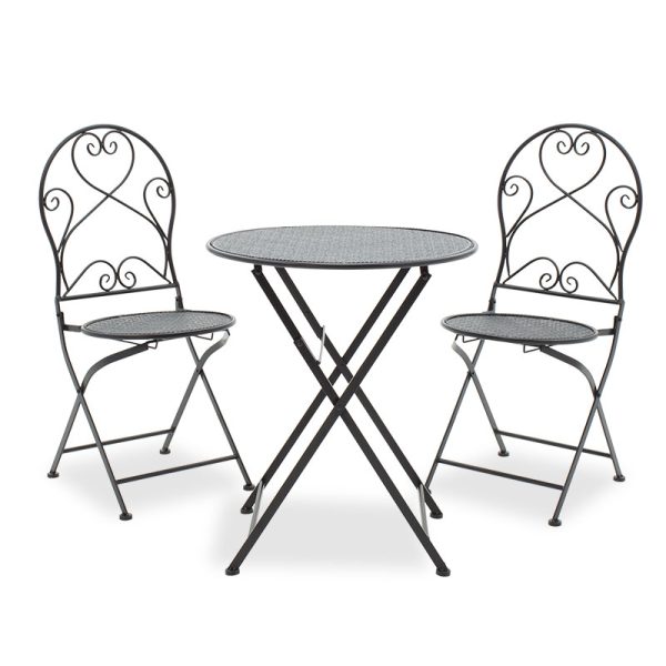 137 000002 Dining set 3pcs Walen pakoworld black metalOutdoor furniture > Garden food table
