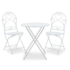 137 000003 Dining set 3pcs Walen pakoworld white metalOutdoor furniture > Garden food table