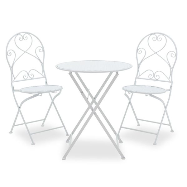 137 000003 Dining set 3pcs Walen pakoworld white metalOutdoor furniture > Garden food table