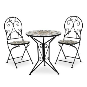 137 000004 Mosaic pakoworld dining set set 3pcs metal blackIndoor furniture > Dinning sets