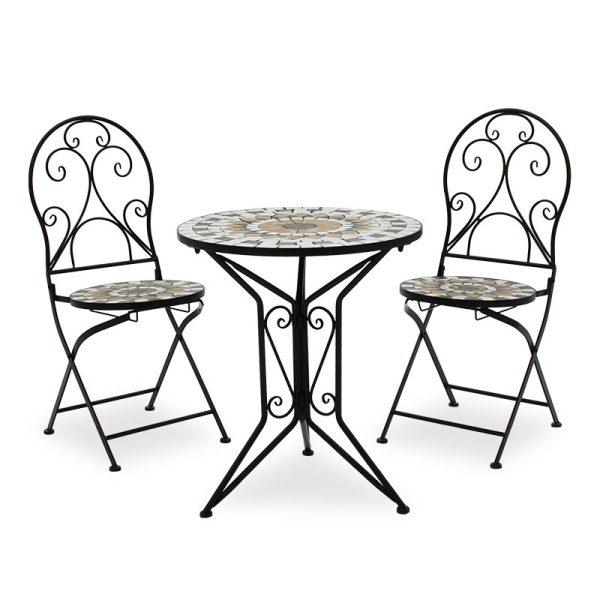 137 000004 Mosaic pakoworld dining set set 3pcs metal blackIndoor furniture > Dinning sets