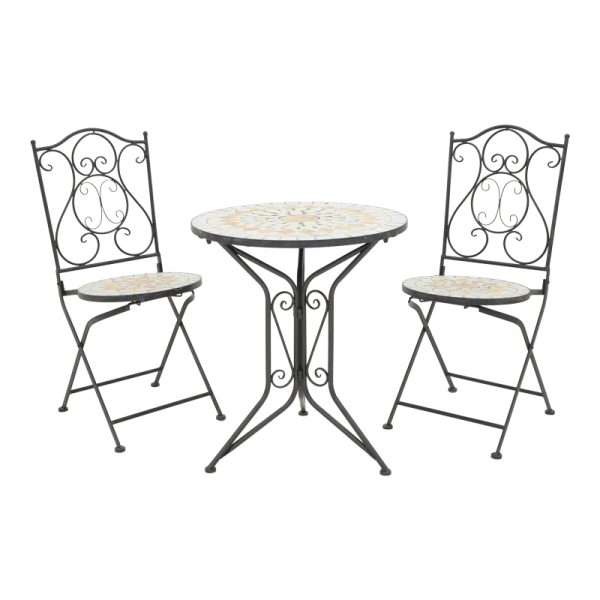 137 000011 Sellis pakoworld dining set 3pcs mosaic-metal blackOutdoor furniture > Garden food table
