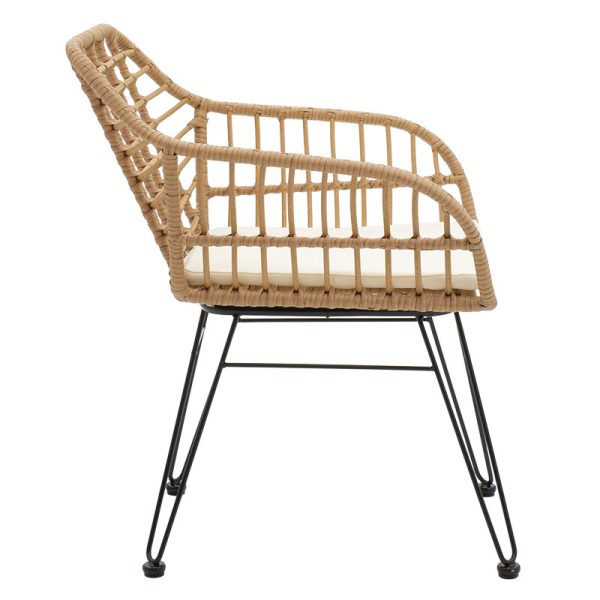 140 000019 2 Naoki pakoworld metal chair black-pe naturalIndoor furniture > Armchairs