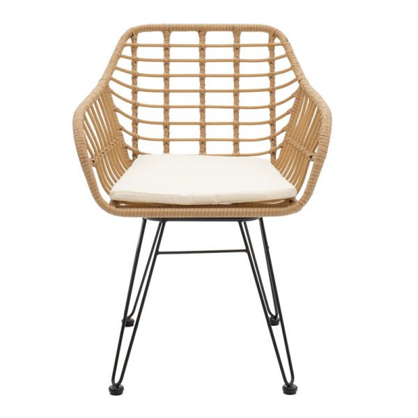 140 000019 3 Naoki pakoworld metal chair black-pe naturalIndoor furniture > Armchairs