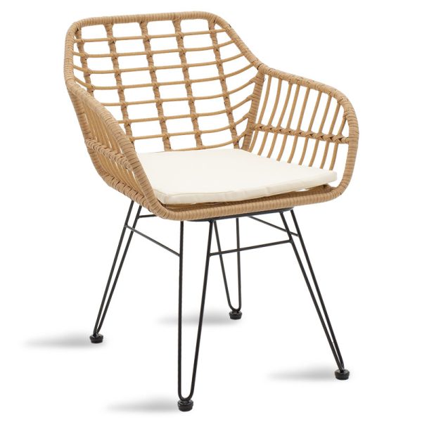 140 000019 Naoki pakoworld metal chair black-pe naturalIndoor furniture > Armchairs