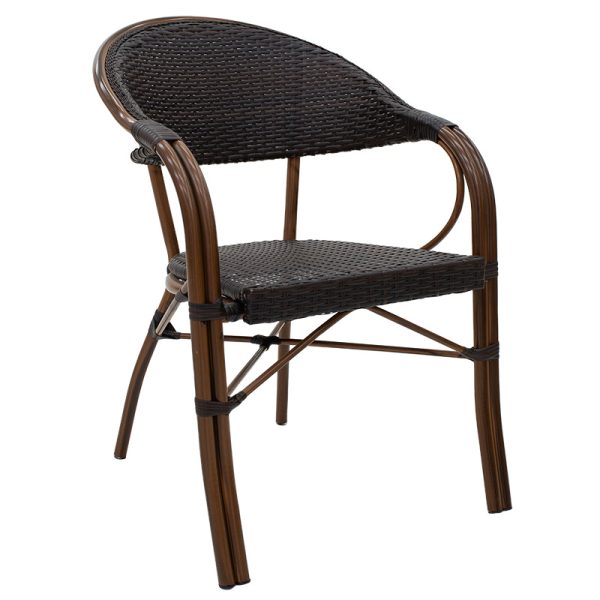 140 000029 Armchair Paula pakoworld metal-pe rattan brownOutdoor furniture > Garden armchairs
