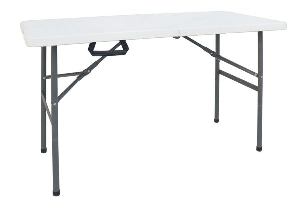 142 000004 Commercial folding camping table Rodeo pakoworld with metal frame colour white 122x60x74cmOutdoor furniture > Catering furniture