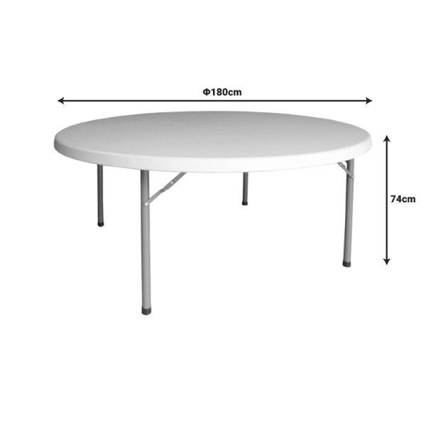 142 000019 2 Foldable Comfort pakoworld catering table suitcase white round D180x74cmOutdoor furniture > Catering furniture