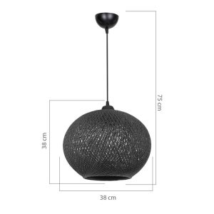 147 000055 3 Ceiling light Leshia pakoworld Ε27 black D38x38cmBOHO CHIC > Luminaries