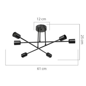 147 000069 3 Ceiling light PWL-1122 pakoworld Ε27 black D61x25cmLighting > Ceiling