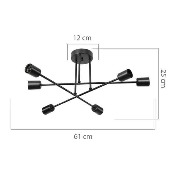 147 000069 3 Ceiling light PWL-1122 pakoworld Ε27 black D61x25cmLighting > Ceiling