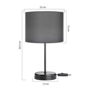 147 000098 3 Table lamp PWL-1183 pakoworld Ε27 anthracite-black D22x36.5cmLighting > Table