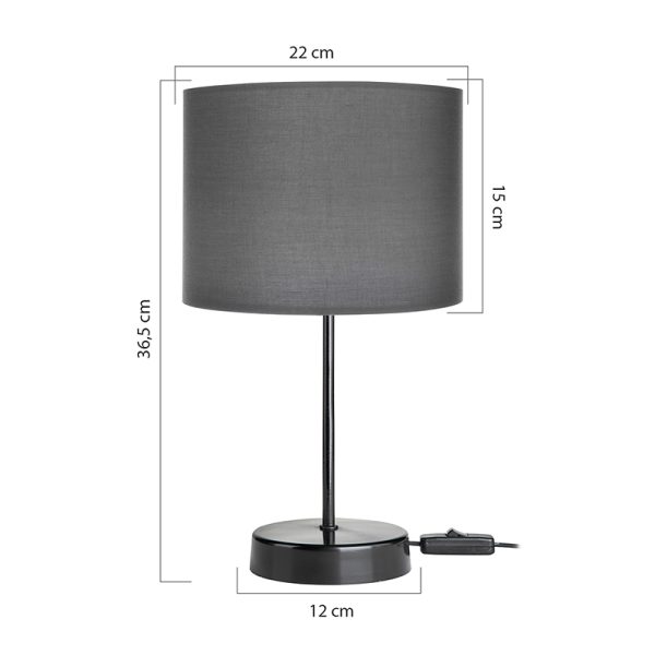 147 000098 3 Table lamp PWL-1183 pakoworld Ε27 anthracite-black D22x36.5cmLighting > Table