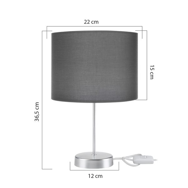 147 000099 3 Table lamp PWL-1183 pakoworld Ε27 anthracite-silver D22x36.5cmLighting > Table