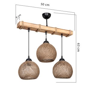 147 000111 3 Ceiling light Fiona pakoworld Ε27 walnut-beige 50x20x63cmBOHO CHIC > Luminaries