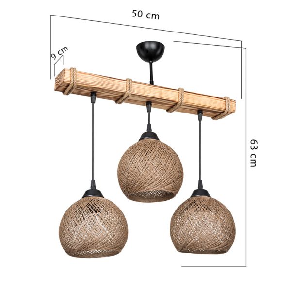 147 000111 3 Ceiling light Fiona pakoworld Ε27 walnut-beige 50x20x63cmBOHO CHIC > Luminaries